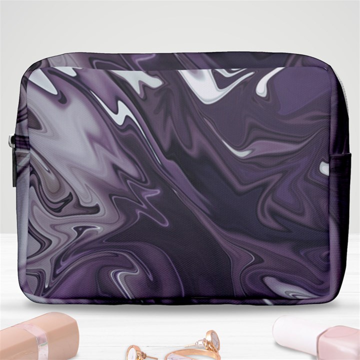 Purple Marble Digital Abstract Make Up Pouch (Large)