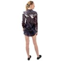 Purple Marble Digital Abstract Long Sleeve Chiffon Shirt View2