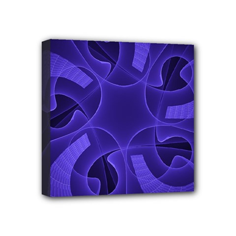 Fractal Blue Star Abstract Mini Canvas 4  X 4  (stretched) by Pakrebo