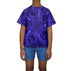 Fractal Blue Star Abstract Kids  Short Sleeve Swimwear by Pakrebo