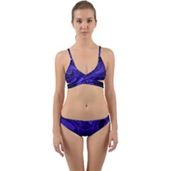 Fractal Blue Star Abstract Wrap Around Bikini Set by Pakrebo