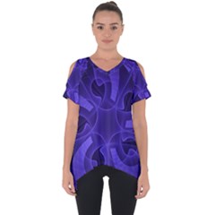 Fractal Blue Star Abstract Cut Out Side Drop Tee by Pakrebo