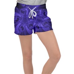 Fractal Blue Star Abstract Women s Velour Lounge Shorts by Pakrebo