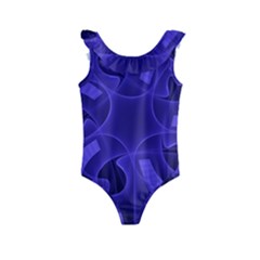 Fractal Blue Star Abstract Kids  Frill Swimsuit by Pakrebo