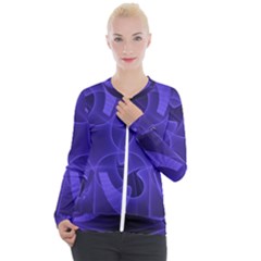 Fractal Blue Star Abstract Casual Zip Up Jacket