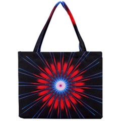 Red White Blue Burst Fractal Mini Tote Bag by Pakrebo