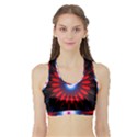 Red White Blue Burst Fractal Sports Bra with Border View1