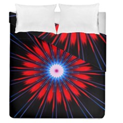 Red White Blue Burst Fractal Duvet Cover Double Side (queen Size) by Pakrebo