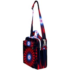 Red White Blue Burst Fractal Crossbody Day Bag