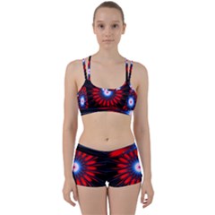 Red White Blue Burst Fractal Perfect Fit Gym Set by Pakrebo