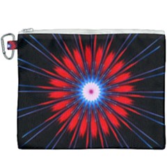 Red White Blue Burst Fractal Canvas Cosmetic Bag (xxxl) by Pakrebo