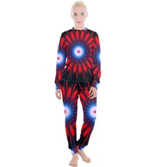 Red White Blue Burst Fractal Women s Lounge Set