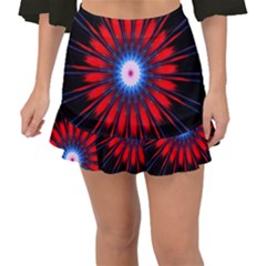 Red White Blue Burst Fractal Fishtail Mini Chiffon Skirt by Pakrebo