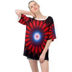 Red White Blue Burst Fractal Oversized Chiffon Top