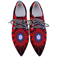 Red White Blue Burst Fractal Pointed Oxford Shoes