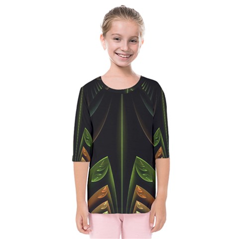 Fractal Texture Pattern Flame Kids  Quarter Sleeve Raglan Tee by Pakrebo