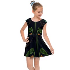 Fractal Texture Pattern Flame Kids  Cap Sleeve Dress by Pakrebo