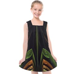 Fractal Texture Pattern Flame Kids  Cross Back Dress