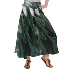 Green Marble Digital Abstract Satin Palazzo Pants by Pakrebo