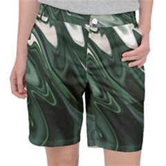 Green Marble Digital Abstract Pocket Shorts by Pakrebo