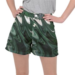 Green Marble Digital Abstract Ripstop Shorts by Pakrebo