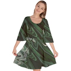 Green Marble Digital Abstract Velour Kimono Dress by Pakrebo