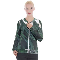 Green Marble Digital Abstract Casual Zip Up Jacket