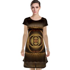 Fractal Copper Amber Abstract Cap Sleeve Nightdress by Pakrebo