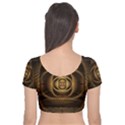 Fractal Copper Amber Abstract Velvet Short Sleeve Crop Top  View2