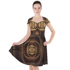 Fractal Copper Amber Abstract Cap Sleeve Midi Dress by Pakrebo