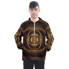 Fractal Copper Amber Abstract Men s Half Zip Pullover