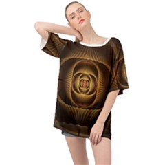 Fractal Copper Amber Abstract Oversized Chiffon Top