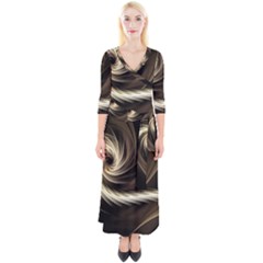 Fractal Background Pattern Curve Quarter Sleeve Wrap Maxi Dress