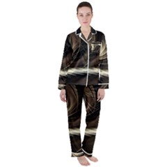 Fractal Background Pattern Curve Satin Long Sleeve Pyjamas Set