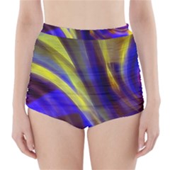 Soft Swirls Fractal Design High-waisted Bikini Bottoms by Pakrebo