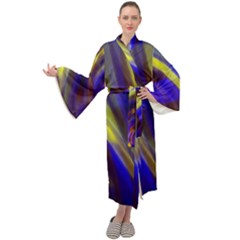 Soft Swirls Fractal Design Maxi Tie Front Velour Kimono