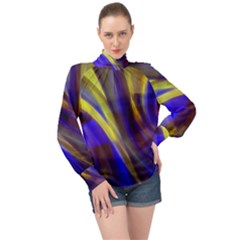 Soft Swirls Fractal Design High Neck Long Sleeve Chiffon Top