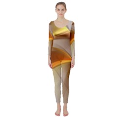 Abstract Gold White Background Long Sleeve Catsuit by Pakrebo