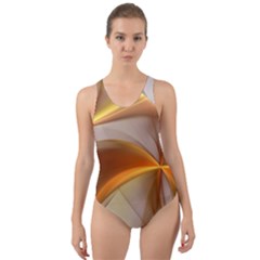 Abstract Gold White Background Cut-out Back One Piece Swimsuit by Pakrebo