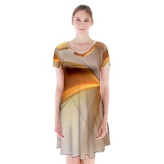 Abstract Gold White Background Short Sleeve V-neck Flare Dress by Pakrebo