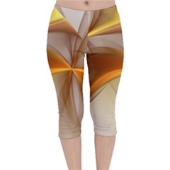 Abstract Gold White Background Velvet Capri Leggings 