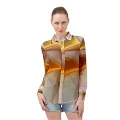 Abstract Gold White Background Long Sleeve Chiffon Shirt