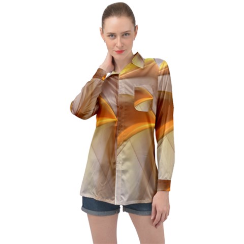 Abstract Gold White Background Long Sleeve Satin Shirt by Pakrebo