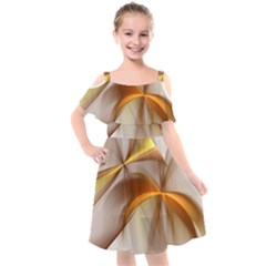 Abstract Gold White Background Kids  Cut Out Shoulders Chiffon Dress