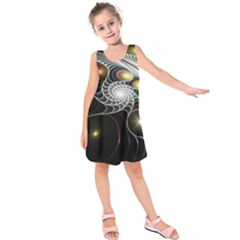 Fractal Bulbs Fantasy Curve Kids  Sleeveless Dress by Pakrebo