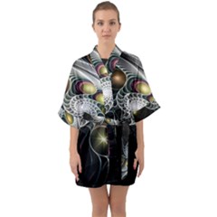 Fractal Bulbs Fantasy Curve Quarter Sleeve Kimono Robe by Pakrebo