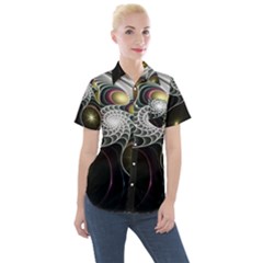 Fractal Bulbs Fantasy Curve Women s Short Sleeve Pocket Shirt