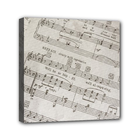 Sheet Music Paper Notes Antique Mini Canvas 6  X 6  (stretched) by Pakrebo