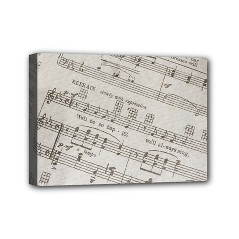 Sheet Music Paper Notes Antique Mini Canvas 7  X 5  (stretched) by Pakrebo