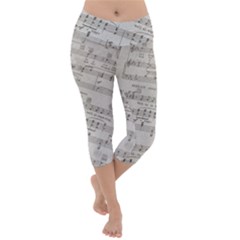 Sheet Music Paper Notes Antique Lightweight Velour Capri Yoga Leggings by Pakrebo